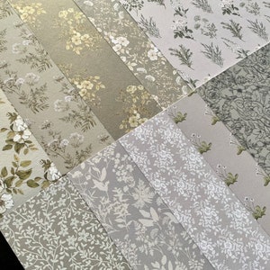 Bastelpapier von Craft Consortium - Belle Fleur - 10 Stück - 15 x 15 cm - Pflanzen - Ranken - Blumen
