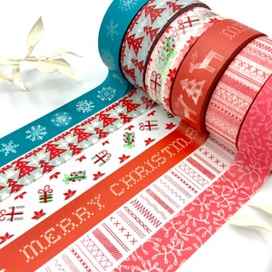 Washi Tapes von Folia - Wintermotive - Weihnachten - Schnee - Geschenke - 10 Meter pro Rolle