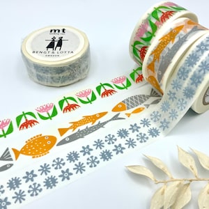 Washi Tapes von mt - Bengt & Lotta Sweden Edition - Tulpen (tulip) - Fische (fish) - Blumen (flower) - ganze Rollen