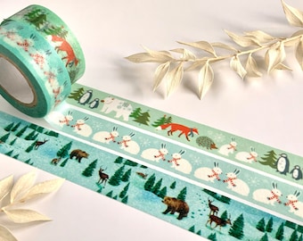 Washi Tape Samples - Wintertiere - Waldtiere - Füchse - Hasen - Winter