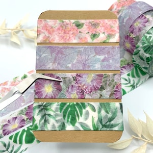 Washi Tape Sample Karten - Monstera - Blätter - Blumen - Hortensien
