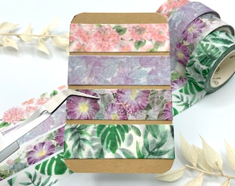 Washi Tape Sample Karten - Monstera - Blätter - Blumen - Hortensien