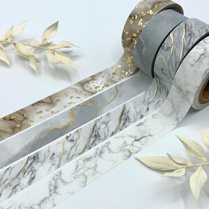 Washi Tape Sample Karten - Marmor - Muster mit gold