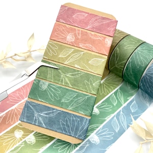 Washi Tape Sample Karten - Blumen / Pflanzen / bunt