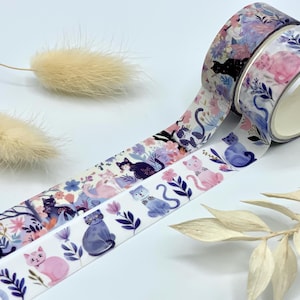 Washi Tape Samples - Katzen mit Blumen