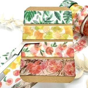 Washi Tape Sample Karten - Monstera - Pfirsiche - Blumen - Mohnblumen - Ginko