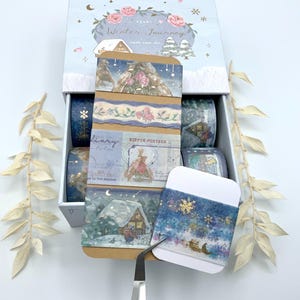 Washi Tape Samples - Notebook Therapy - Winter Journey - Winter - Schnee - Landschaft  - Goldene Details