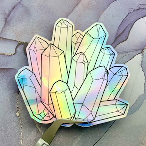 Holo Sticker / Aufkleber - Kristalle - Einzelner Sticker - Holografisch - Regebogen