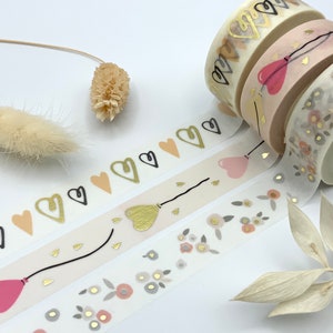 Washi Tape Samples - Goldene Herzen und Blumen - Rico Design / Paper Poetry - Hochzeit - Feier - Festlich