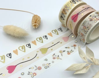 Washi Tape Samples - Goldene Herzen und Blumen - Rico Design / Paper Poetry - Hochzeit - Feier - Festlich