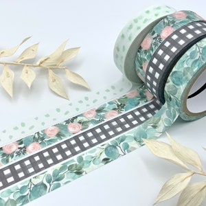 Washi Tape Sample Karten - Eukalyptus / Karo / Blumen