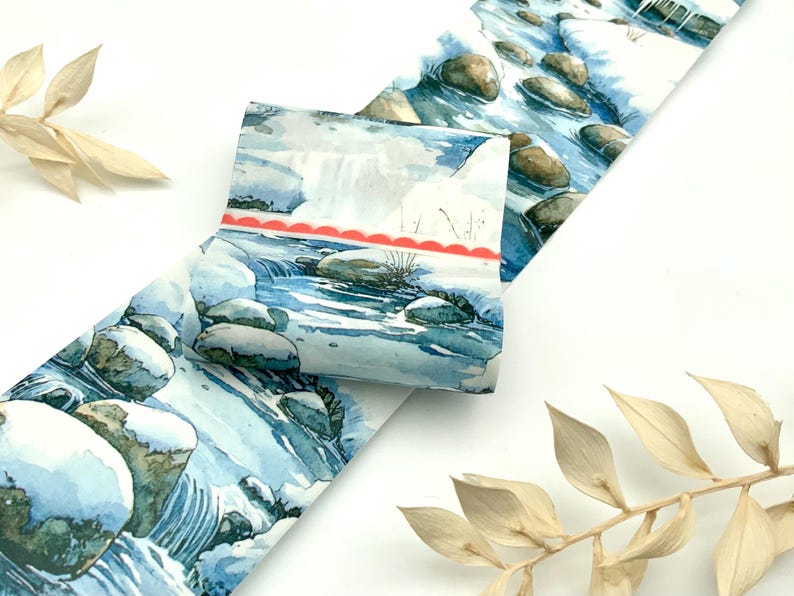 Washi Tape Sample Auf Trägerpapier - Wald - Fluss - Bachlauf - Winter ...