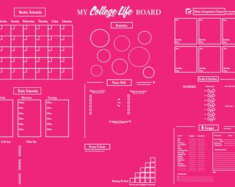 Dorm Room Decor | College Life Vision Board | Wall Calendar and Planner | Class Scheduler, To Do Lists, Budget Tracker | Printable Template