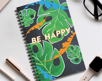 Be Happy Spiral Journal Notebook | Tropical Orange