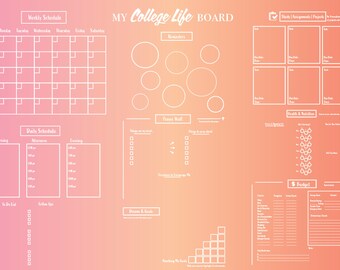 Dorm Room Decor | College Life Vision Board | Wall Calendar and Planner | Class Scheduler, To Do Lists, Budget Tracker | Printable Template