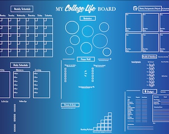 Dorm Room Decor | College Life Vision Board | Wall Calendar and Planner | Class Scheduler, To Do Lists, Budget Tracker | Printable Template