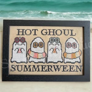 Hot Ghoul Summerween Ghosts Cross-stitch Digital Pattern