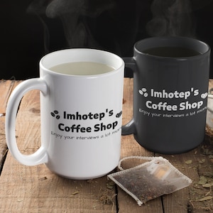 Imhotep&#39;s Coffee Shop 15oz Mug - Revenge of the Mummy Mug, Brenden Fraser Fan Gift, Annual Passholder Coffee Lover, Universal Studios Fan