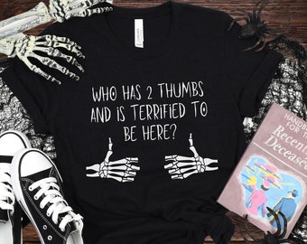 Scared Skeleton Thumbs Shirt | Halloween Horror Nights T-Shirt, HHN Tee, Universal Orlando, Spooky Season, Theme Park Fan, Scared, Funny