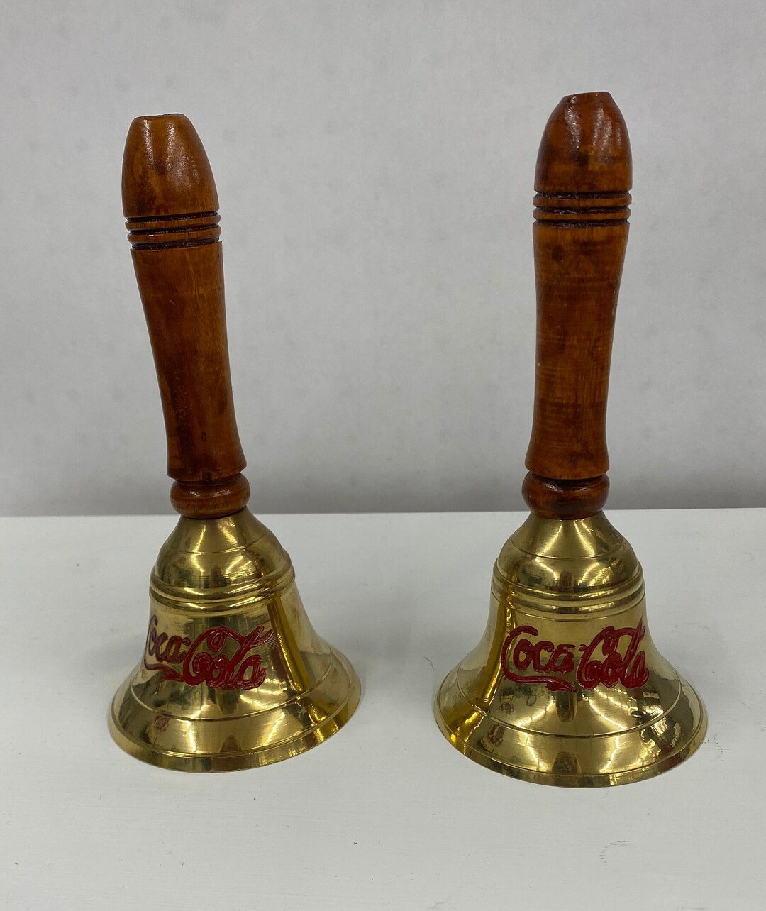 Two Brass Coca Cola Hand Bells Etsy