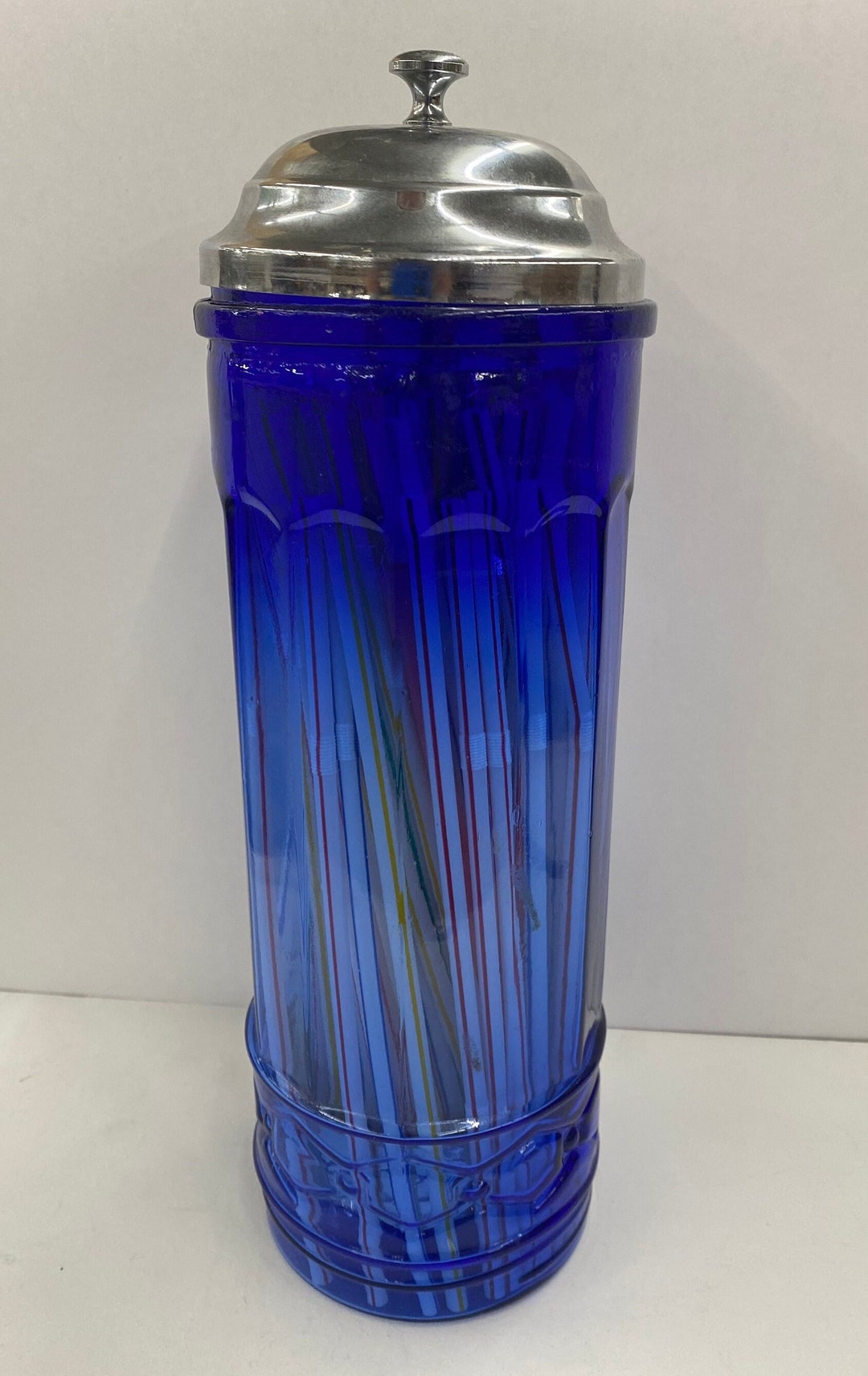 Cobalt Blue Straw Dispenser Etsy