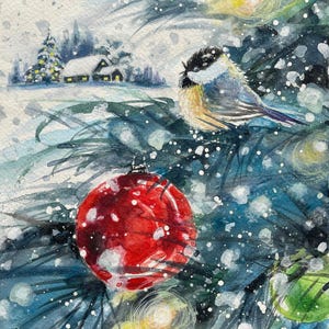 Cartes de Noël, cartes de vœux, cartes vierges, cartes d'art à l'aquarelle, papeterie, cartes de vœux faites main, cartes d'art à encadrer