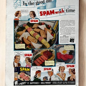 Original 1938 Hormel Spam Print Advertisement Full Page Pre War Vintage Ephemera For Framing Kitchen Retro Decor Family Circle Magazine Ads