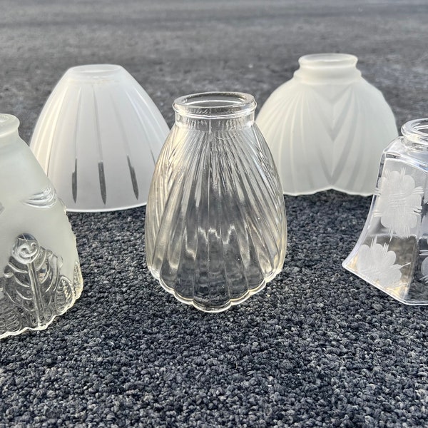 Art Deco Bell Shades Light Diffusers • Authentic Vintage Architectural Salvage • Flush Mount Many Styles Draped Frosted Etched Modern Retro
