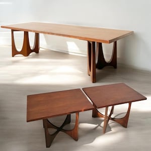 Original Broyhill Brasilia Cocktail Set Coffee & End Tables c. 1962 Brutalist Mid Century Modern Design One Owner Cathedral Inspired Atomic