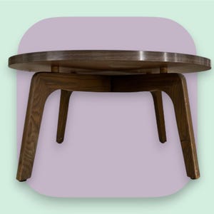 Vintage Brutalist Cocktail Table Oak Low Profile Scandinavian Organic Design by Modern Contract Furniture Vintage MCM Atomic Coffee Table
