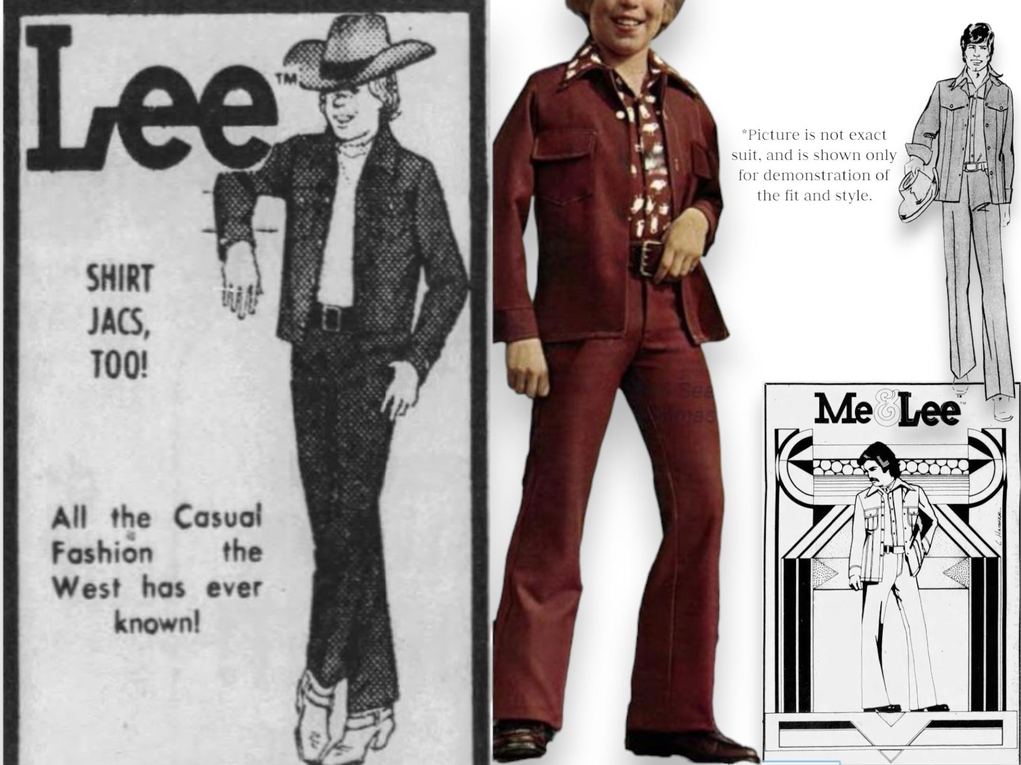 70s LEE Brown Westerner Leisure Suit Vintage Boys Size 8-10