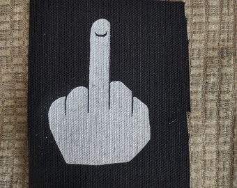 Middle Finger patch - screen printed punk patch