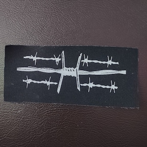 Barbed Wire - Barb with strips patch - screen printed patch - punk - hardcore