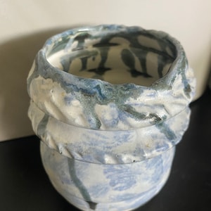 Ceramic bowl, textured, multicolor, glazed, rustic pottery, pencil holder, decor