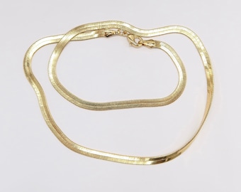 Colar em espinha de peixe banhado a ouro 18k, corrente resistente à água para sobreposição de peças.