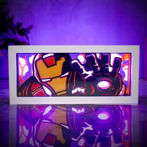 Iron Man - Veilleuse LED | Changement de couleur | Prise USB + télécommande (fan art)