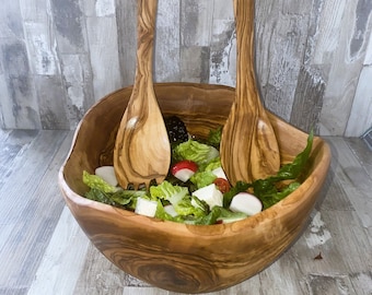 Olive wood Salad bowl set Rustic dinnerware | Order now!