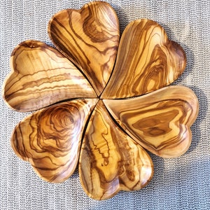 Set of 6 heart shaped olivewood dish, kitchen utensil, Perfect  wedding gift. Order now!