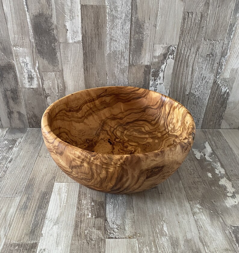 Olive Wood Salad Bowl Set With Wood Spoon and Fork Order Etsy