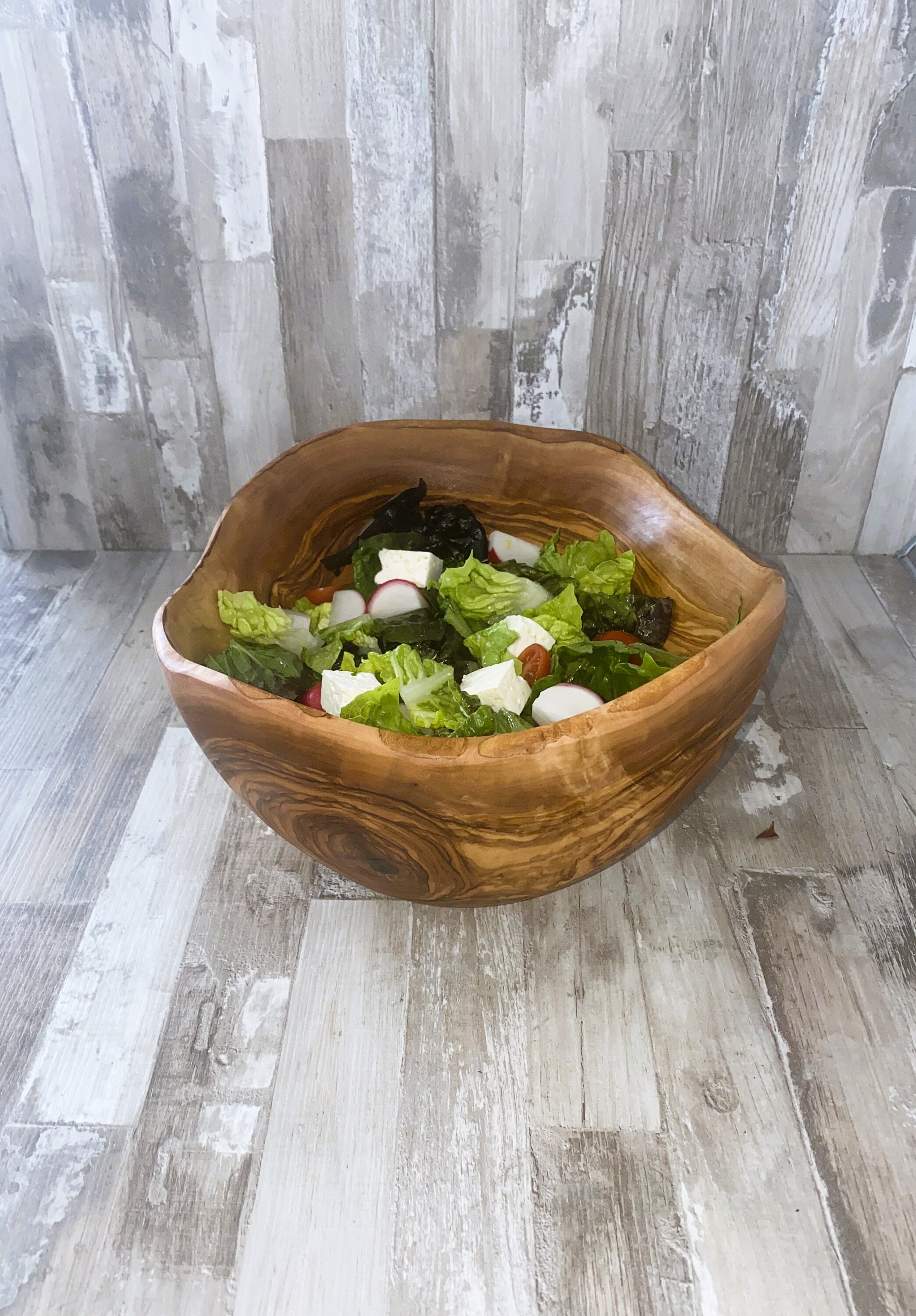 Olive Wood Salad Bowl Set Rustic Dinnerware Order Now Etsy