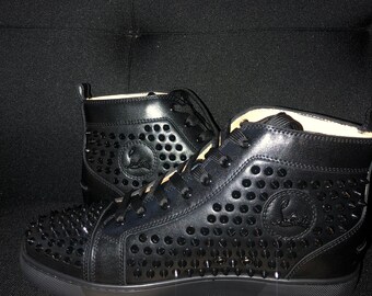 red bottom black sneakers