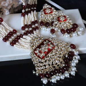 Beaded Long Necklace and Earrings Set