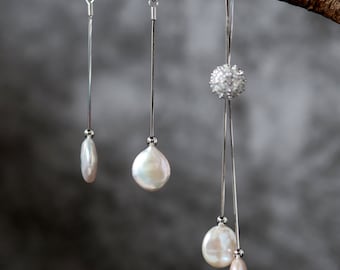 925 Sterling Silver Natural Pearl Earrings and Necklace