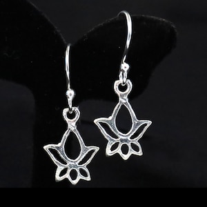 925 Sterling Silver Lotus Flower Drop Earrings