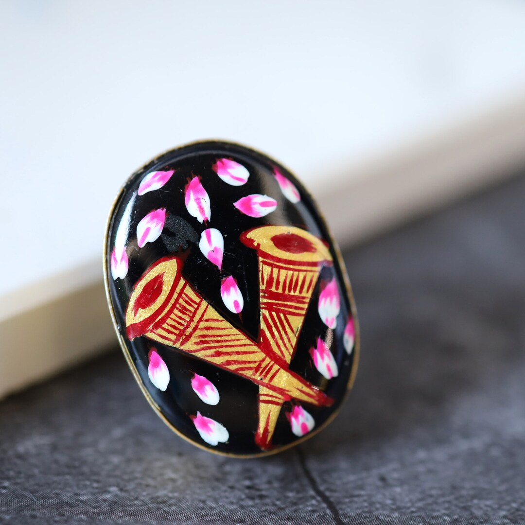 Bohemian Inspired Hand Painted Ring - Etsy