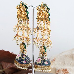 Premium Pretty Hand Painted Multi Layer Jhumki Earrings