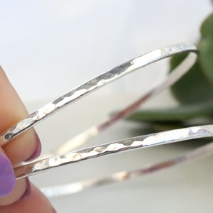 925 Sterling Silver Hammered Stacking Bangles