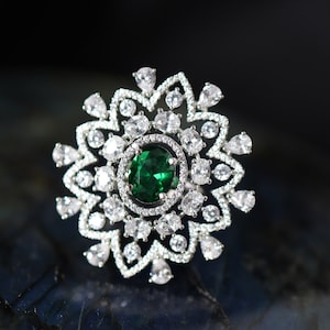 Emerald Green Delicate Cocktail Ring