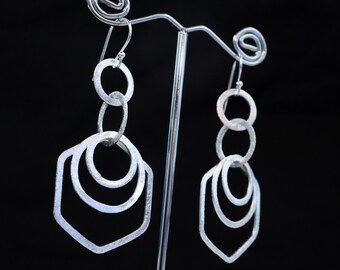 925 Sterling Silver Geometric Dangle Earrings