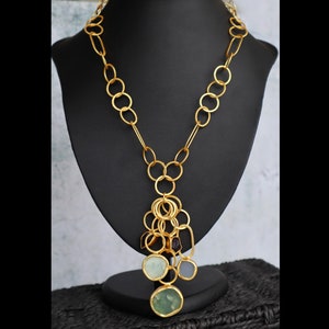 Natural Stone Lariat Hand Made Necklace